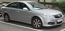 The Vauxhall Vectra Mark II, in production from 2002 to 2008 2007 Vauxhall Vectra Exclusive CDTi 150 Automatic 2.0 Front.jpg