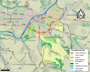 Carte en couleurs présentant l'occupation des sols.