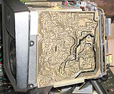 Right side view, housing removed, one of its printed circuit boards exposed. (Courtesy: Richard Diehl)