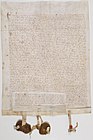 Акт на дарение на Колеж дьо Навара в Париж, от 25 март 1305 от Жана, малкото приложение е нотариален акт