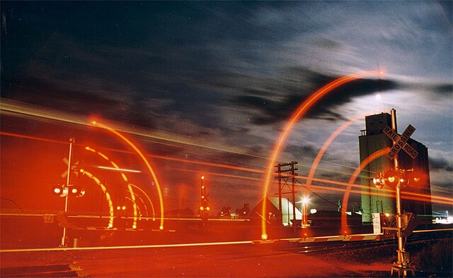 A long exposure of a passing Amtrak train