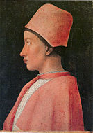 安德烈亞·曼特尼亞的《弗朗切斯科·貢扎加肖像畫（英語：Portrait of Francesco Gonzaga）》，25 × 18cm，約作於1460－1462年，來自法爾內塞家族的藏品[13]