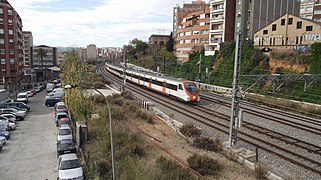 Entrada Sud de Barcelona amb la línia de Vilanova a l'esquerra i la de Vilafranca a la dreta.