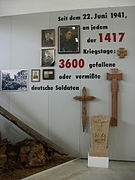 Panneau indiquant que 3 600 soldats allemands sont tombés ou ont disparu chaque jour depuis le 22 juin 1941.