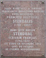 Placa a la casa en què es va allotjar Stendhal l'any 1812 al centre de Vílnius