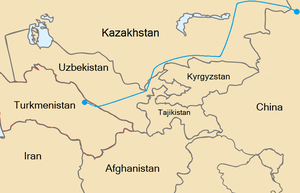 Map of the route of the Central Asia – China g...