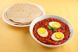 Chapati with side-dish - egg roast.