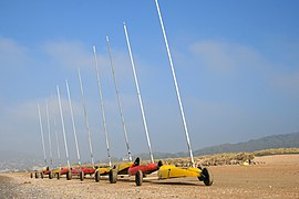 Chars à voile sur la plage de Cabourg.