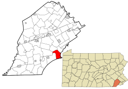 Location of Pennsbury Township in Chester County and of Pennsbury Township in Pennsylvania