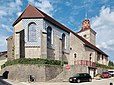 Le chevet de l’église Saint-Nithier de Clairvaux-les-Lacs dans le Jura.