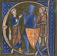 Orator, bellator et laborator (clérigo, guerrero y labrador); o sea, los tres órdenes medievales. Letra capitular de un manuscrito.