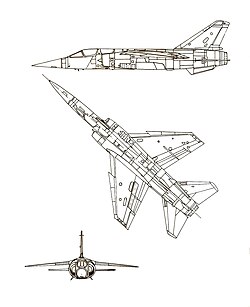 A Mirage F1C háromnézeti rajza