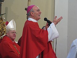 Diego Causero jako apoštolský nuncius v ČR, vlevo Mons. Baxant (Katedrála svatého Štěpána v Litoměřicích, Vánoce 2008)