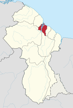 Region na mapě Guyany