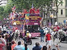Fotografia da comemoração do título do FC Barcelona em 2005