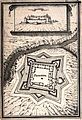 Château de Ferreira, fortifié par Manesson Mallet après le siège remporté par le comte de Schomberg le 27 avril 1667 (Les Travaux de Mars, t. I, pl. CXXXII).