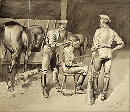 A Haircut in a Cavalry Stable, 1891, akwarela