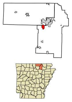 Location of Ash Flat in Fulton County and Sharp County, Arkansas.