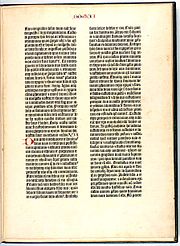 Page de la bible de Gutenberg, deux colonnes, 42 lignes.