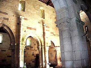 The nave of Rates Monastery with decorative columns that were probably meant to support a barrel vault that was never built.