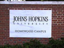 A sign for Johns Hopkins University JHU Homewood sign.jpg