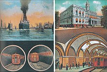 Joralemon Street Tunnel on 1913 postcard, part of the New York City Subway system Joralemon Street Tunnel postcard, 1913.jpg