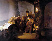 Judas Returning the Thirty Silver Pieces by Rembrandt, 1629. Judas Returning the Thirty Silver Pieces - Rembrandt.jpg