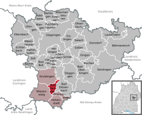 Poziția Mühlhausen im Täle pe harta districtului Göppingen