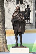 Mahatma Gandhi at Parliament Square, London.jpg