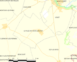 Mapa obce La Ville-aux-Bois-lès-Dizy
