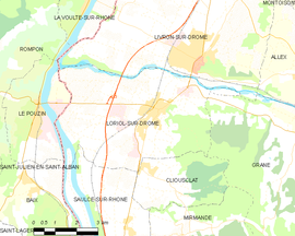 Mapa obce Loriol-sur-Drôme