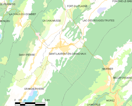 Mapa obce Saint-Laurent-en-Grandvaux