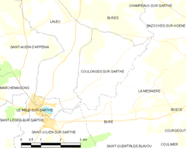 Mapa obce Coulonges-sur-Sarthe