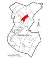 Map of Huntingdon County, Pennsylvania Highlighting Oneida Township