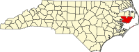 Map of Severna Karolina highlighting Hyde County