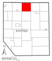 Map of Potter County, Pennsylvania highlighting Genesee Township