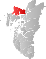 Mapa do condado de Rogaland com Vindafjord em destaque.