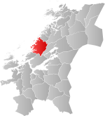 Mapa do condado de Trøndelag com Åfjord em destaque.