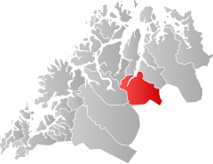 Lage der Kommune in der Provinz Troms