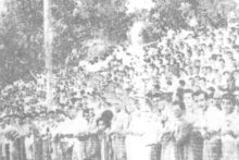 Black-and-white crowd shot