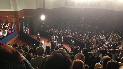 US president Barack Obama giving a speech at the University of Cape Town's Jameson Hall on the 30th June 2013