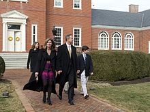 The O'Malley family outside of the Government House (Governor's Mansion) on State Circle in Annapolis in 2011 Official and Public Inauguration of Gov Martin OMalley (13896385334).jpg