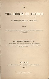 The 1859 edition of On the Origin of Species