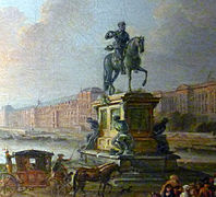 Statue vers 1775 (tableau de Jean-Baptiste Lallemand, détail - Musée Carnavalet).