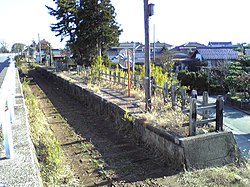 板井駅跡地。駅舎は早期に取り壊されたがホームなどが残っていた。七穂側を望む。（2007年11月17日）