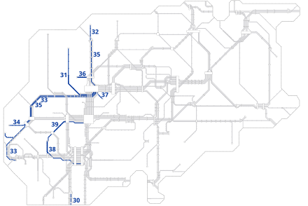 Netzplan der Linien 30 bis 39