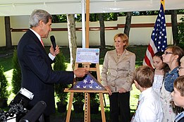 Secretary Kerry Unveils Flag that Flew Over Lithuanian PRT in Afghanistan