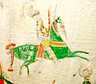 Detail of ledger painting on muslin by Silver Horn (1860–1940), ca. 1880, Oklahoma History Center