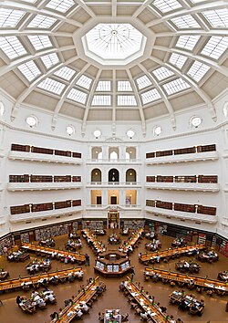 A reading room at the State Library of Victoria .
