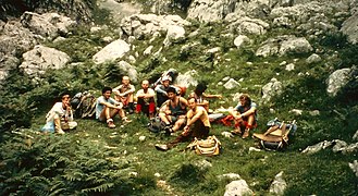 De gauche à droite, Jean-Yves Bigot, Nicolas Duru, Hervé Lair, Pat Genuite, Joan Erra, Fred Courchia, Bernard Vidal, Fabienne Ray et Jean-Marc Bérenger dans la Canal de Amuesa.